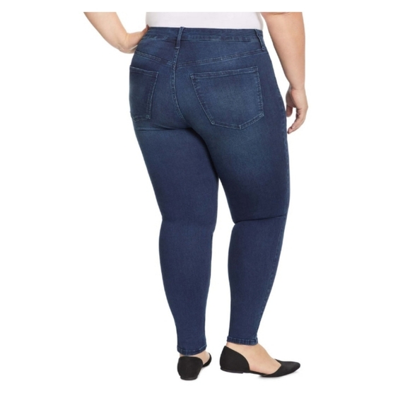 TERRA & SKY PLUS SIZE CORE SKINNY JEANS DARK BLUE WASH - Picture 12 of 15